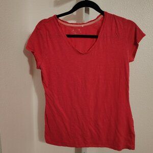 SO Junior's V-Neck Short Sleeve Top Size XL Cotton Pink